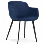 Stuhl mit Armlehnen aus Samtfüßen schwarzes Metall KEVAN (blau)