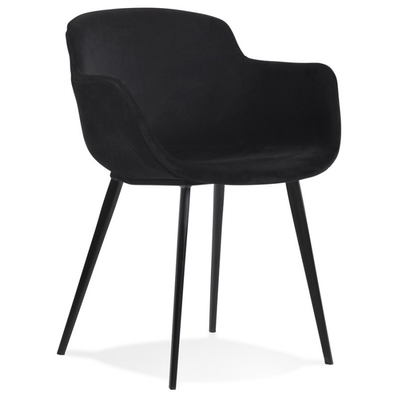 Chaise avec accoudoirs en velours pieds métal noir KEVAN (noir) - image 63039