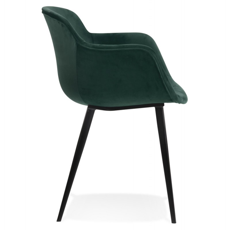 Chaise avec accoudoirs en velours pieds métal noir KEVAN (vert) - image 63053