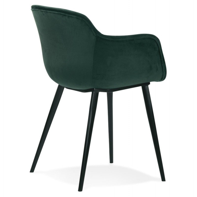 Chaise avec accoudoirs en velours pieds métal noir KEVAN (vert) - image 63054
