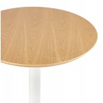 High round wooden top and white metal leg ELVAN (Ø 60 cm) (natural)