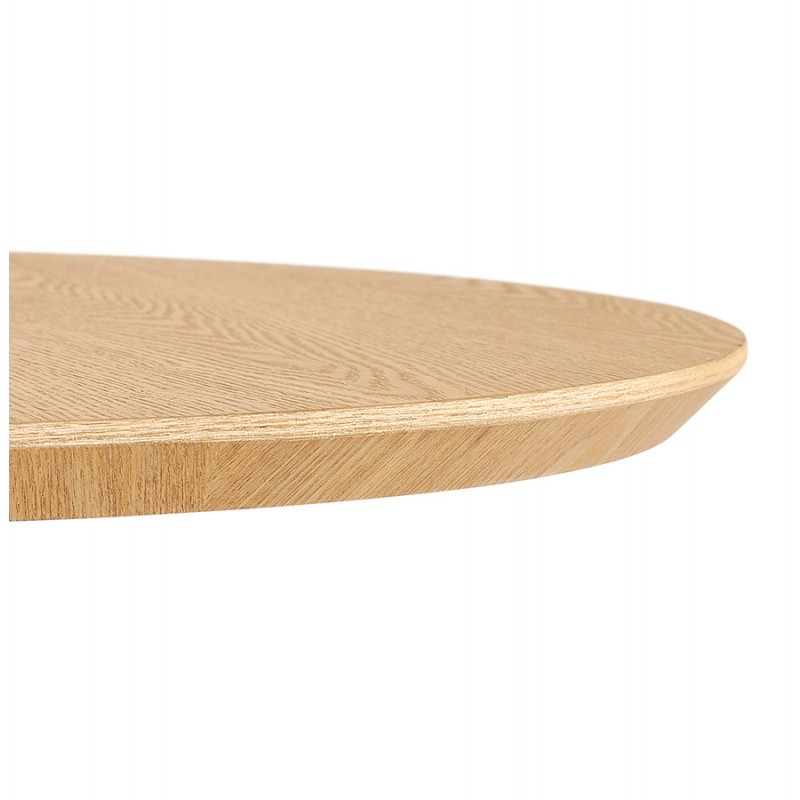 Table haute plateau rond en bois et pied en métal blanc ELVAN (Ø 60 cm) (naturel) - image 63085