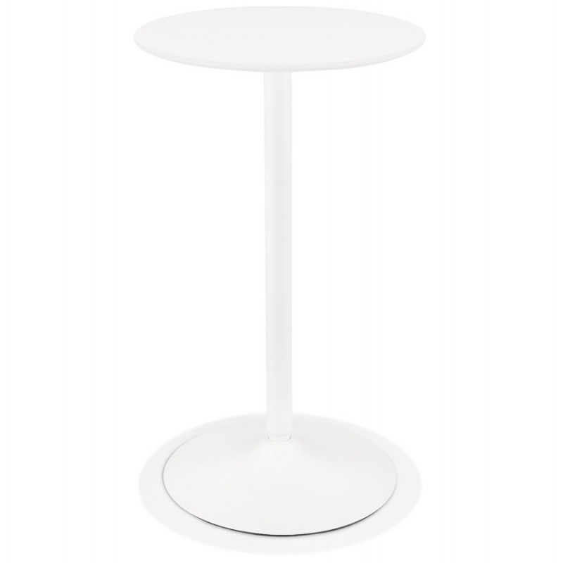 Table haute plateau rond en bois et pied en métal blanc NIELS (Ø 60 cm) (blanc) - image 63088