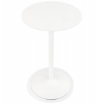 High round wooden top table and white metal leg NIELS (Ø 60 cm) (white)