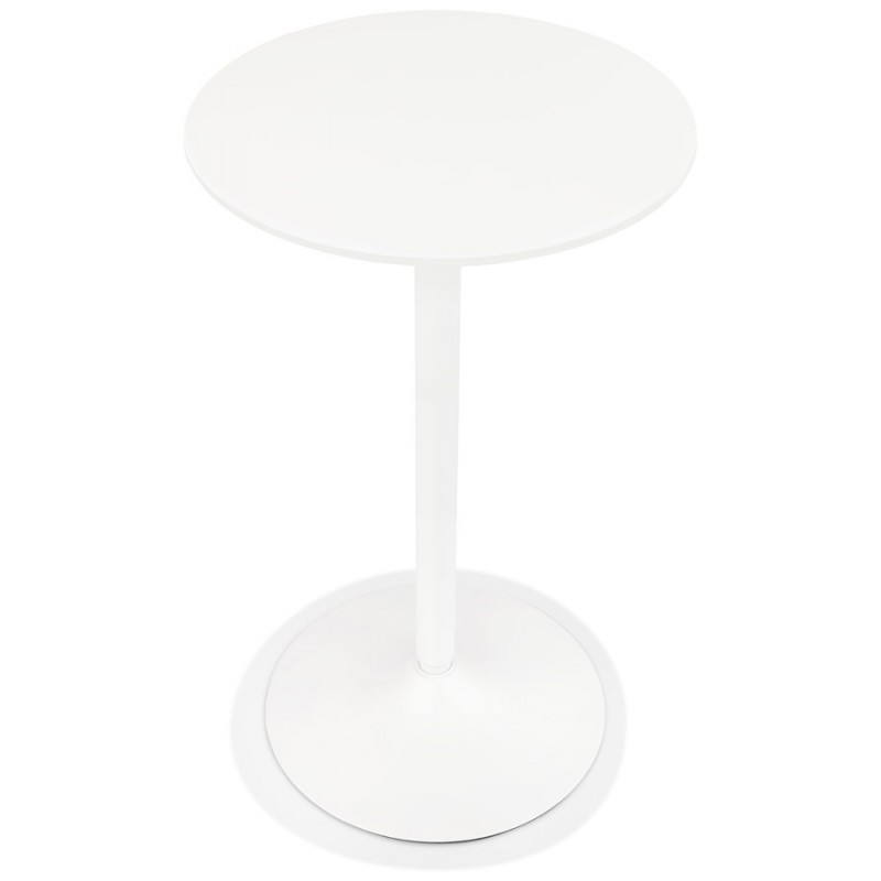 Table haute plateau rond en bois et pied en métal blanc NIELS (Ø 60 cm) (blanc) - image 63089
