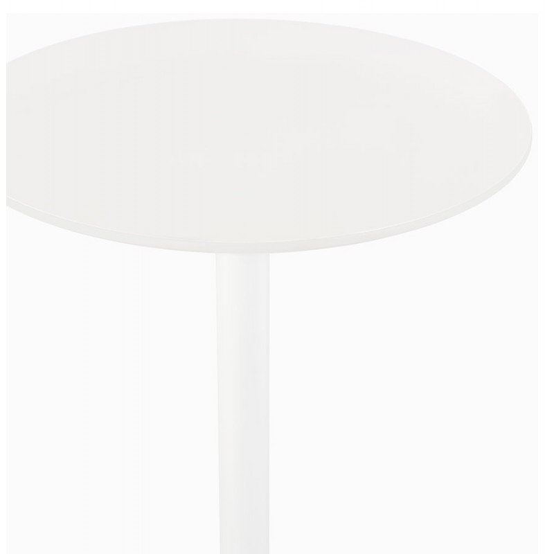 High round wooden top table and white metal leg NIELS (Ø 60 cm) (white) - image 63090