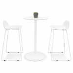 High round wooden top table and white metal leg NIELS (Ø 60 cm) (white)