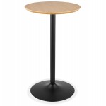 High round wooden top table and black metal leg ELVAN (Ø 60 cm) (natural)