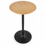 Tavolo alto rotondo in legno e gamba in metallo nero ELVAN (Ø 60 cm) (naturale)
