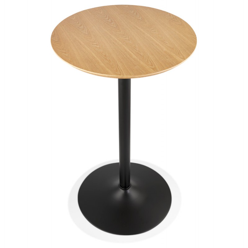 Table haute plateau rond en bois et pied en métal noir ELVAN (Ø 60 cm) (naturel) - image 63095