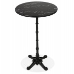 High table round stone marble effect and black cast iron foot AMOS (Ø 60 cm) (black)