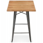 High table in pine wood square top and metal foot (70x70 cm) BALDUR (natural)