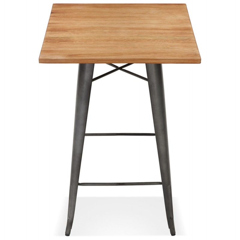 Table haute en bois de pin plateau carré et pied en métal (70x70 cm) BALDUR (naturel) - image 63159