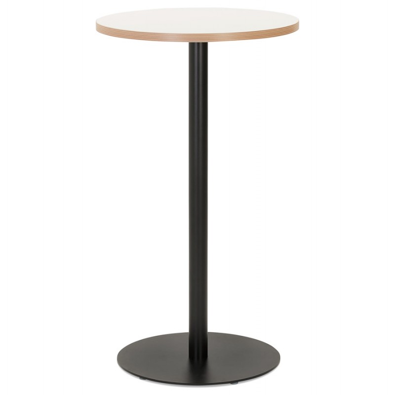 High table in wood round top and black metal leg (Ø 60 cm) ARCHIBALD (white) - image 63173