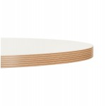High table in wood round top and black metal leg (Ø 60 cm) ARCHIBALD (white)