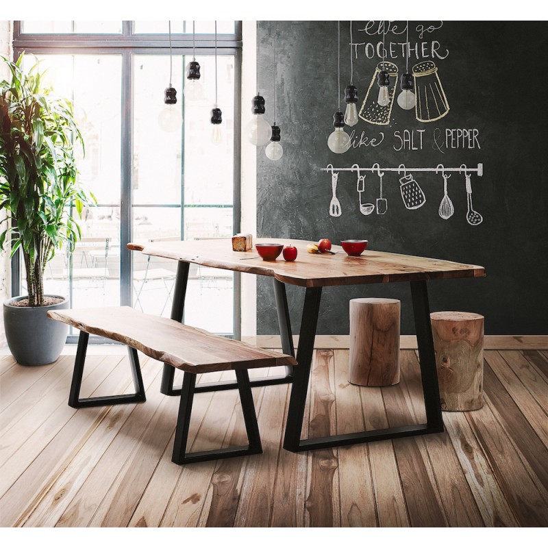 Tavolo da pranzo in legno massello di acacia LANA (90x160 cm) (finitura naturale) - image 63212