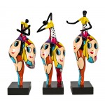 Set mit 3 dekorativen Statuen aus Harz SISTER (H50 cm) (mehrfarbig)