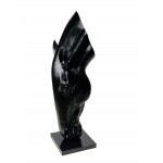 Estatua de diseño decorativo TÊTE DE CHEVAL en fibra de vidrio (H152 x W51 cm) (negro)