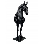 Statue décorative design CHEVAL en fibre de verre (H180 x L69 cm) (noir)