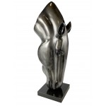 Statue décorative design TETE DE CHEVAL en fibre de verre (H107 x L42 cm) (gris)
