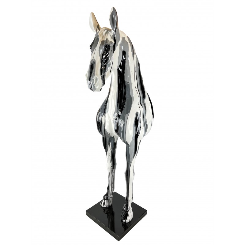 Statue décorative design CHEVAL en fibre de verre (H180 x L69 cm) (gris) - image 63323