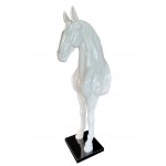 Statue décorative design CHEVAL en fibre de verre (H180 x L69 cm) (blanc)