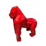 Estatua de diseño decorativo GORILLE ORIGAMI en fibra de vidrio (H130 x W110 cm) (rojo)