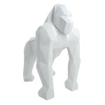 Estatua de diseño decorativo GORILLE ORIGAMI en fibra de vidrio (H130 x W110 cm) (blanco)