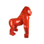 Decorative design statue GORILLE ORIGAMI in fiberglass (H130 x W110 cm) (orange)