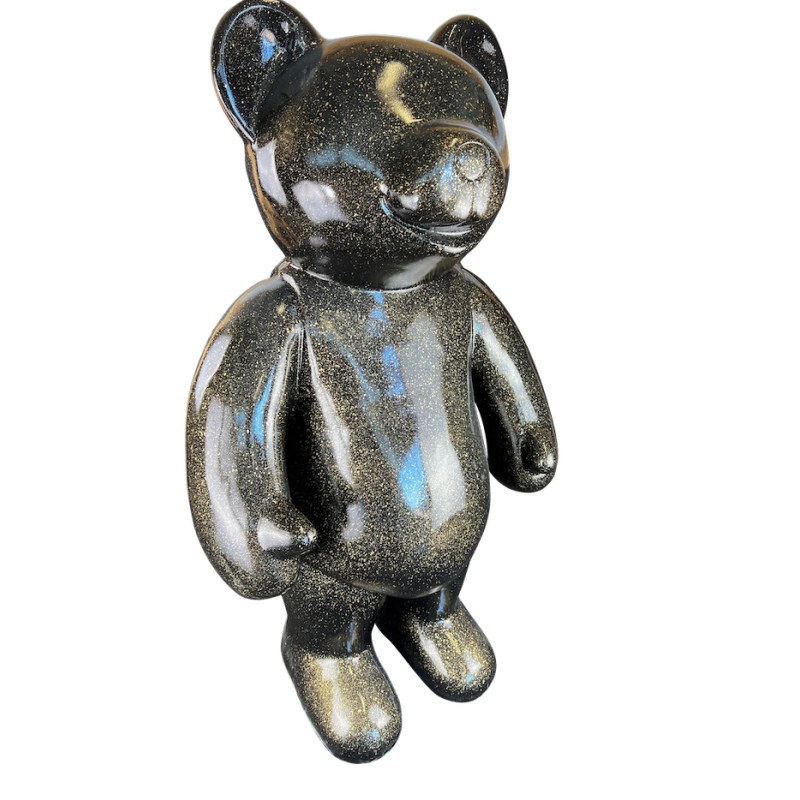 Estatua de diseño decorativo TEDDY en resina (H146 x W95 cm) (purpurina negra) - image 63397